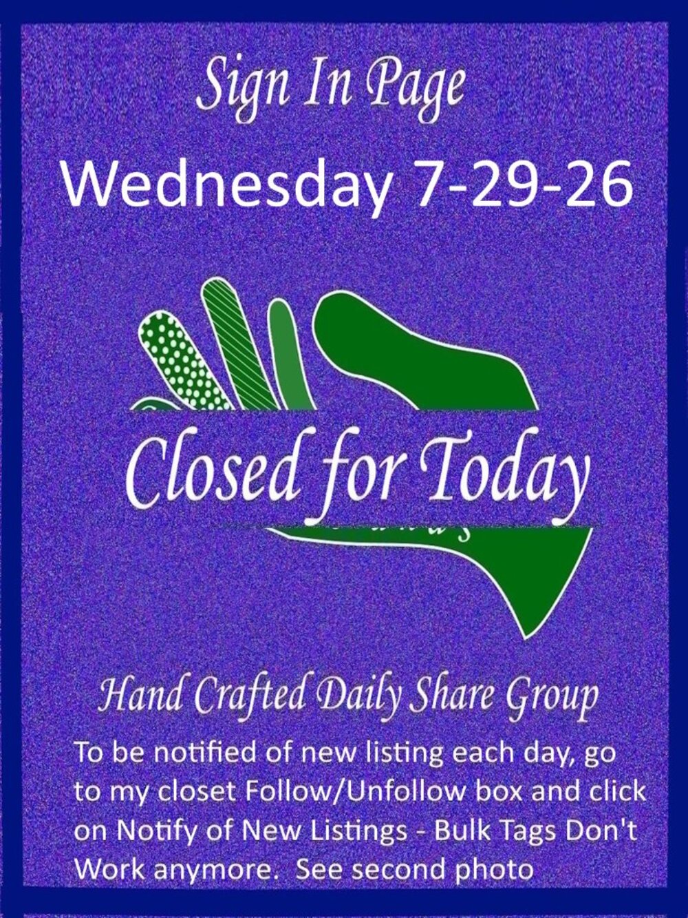Wednesday 7-29-2026 Hand Crafted Handmade Share Group Part One - Sign In